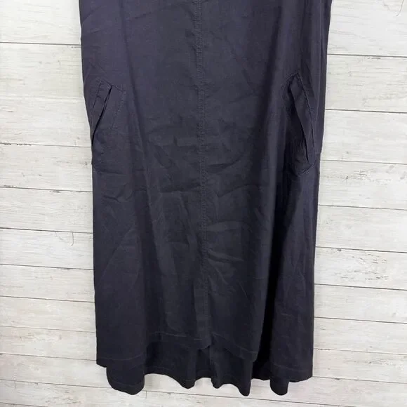 Eileen Fisher Navy Linen Blend Pocket Front Tank Dress - Picture 3 of 4